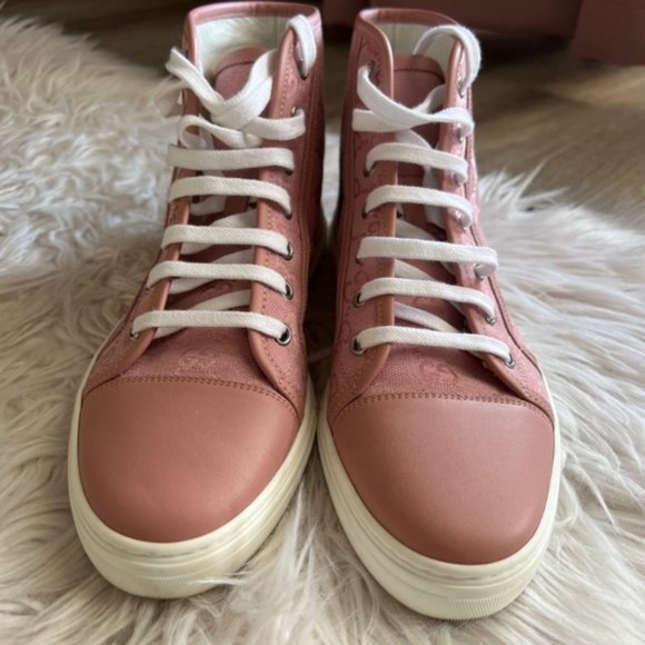 Gucci GG logoCanvas & Leather High-Top Sneaker - Picture 1 of 8